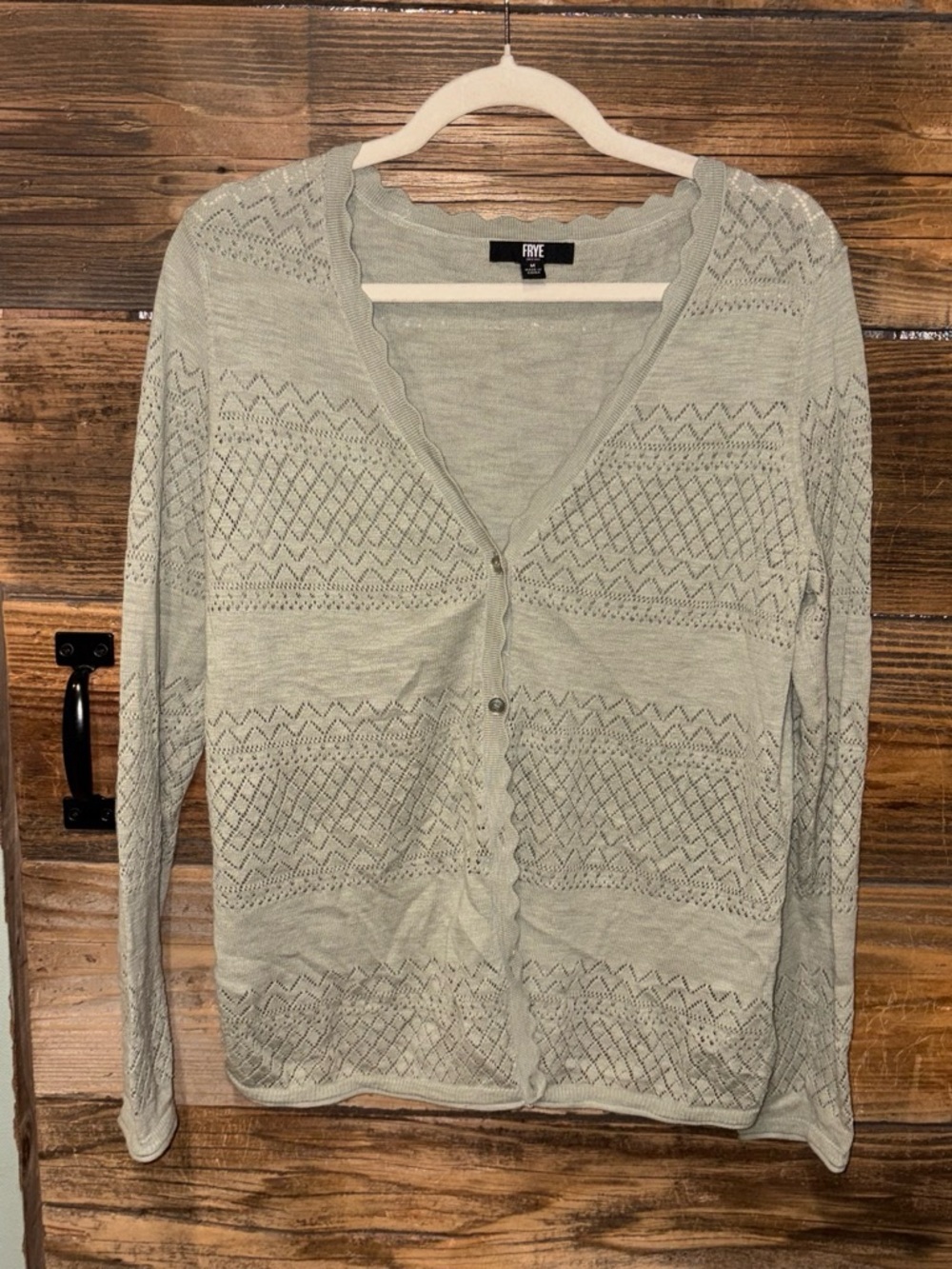 Frye Women's Sage Green Openwork Button-Front Cardigan